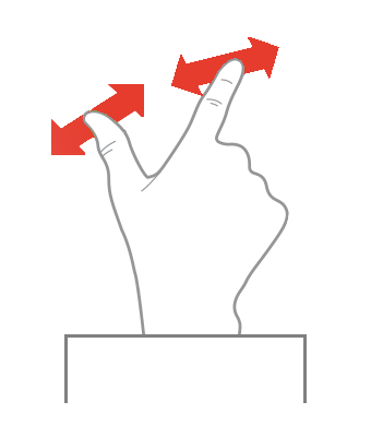 icon showing how to zoom in the 360 scene on a touch surface