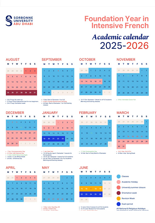 FLE academic calendar 2025-2026